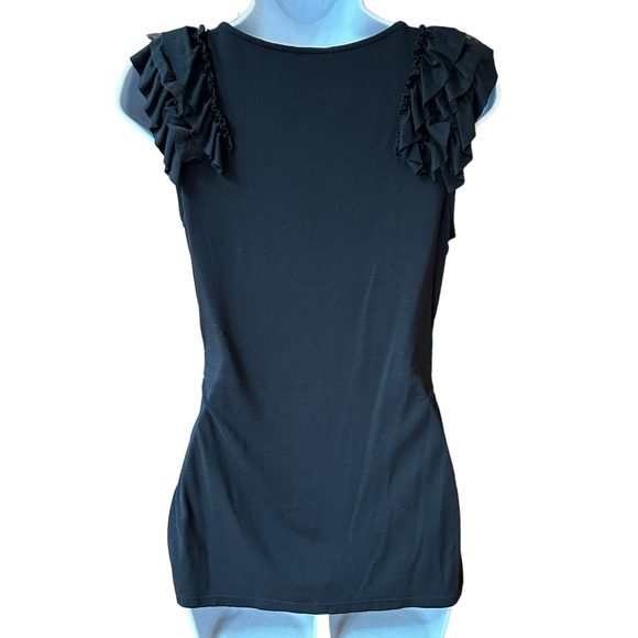 Express Black Ruffled Sleeveless Tank Top S - Picture 5 of 9